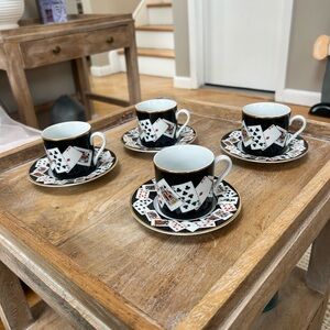 Tiffany & Co. Playing Card 4 Piece Cup and Saucer Set